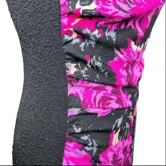Tracy Reese Womens Textured Silk Jacquard Cocktail Dress 6 Fuchsia Pink Floral - Picture 3 of 16